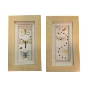Charter Club Home Butterfly Set of 2 Framed Prints 12x7 Cottagecore Farmhouse